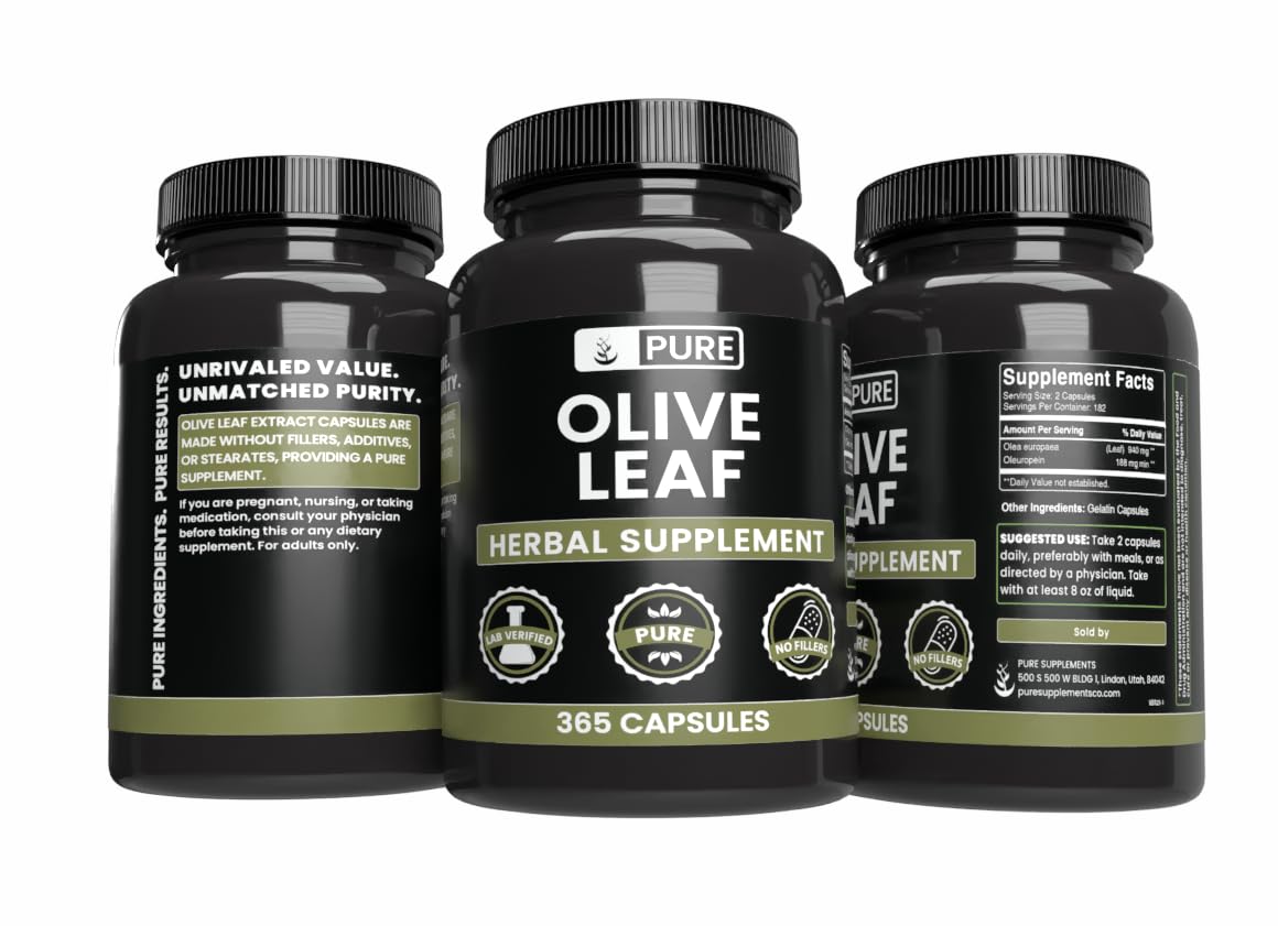 Pure Original Ingredients Olive Leaf (365 Capsules) No Magnesium Or