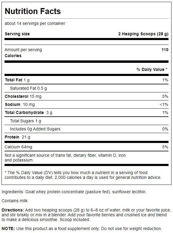 Swanson Goat Whey Protein Concentrate Powder - 14 oz - image 2