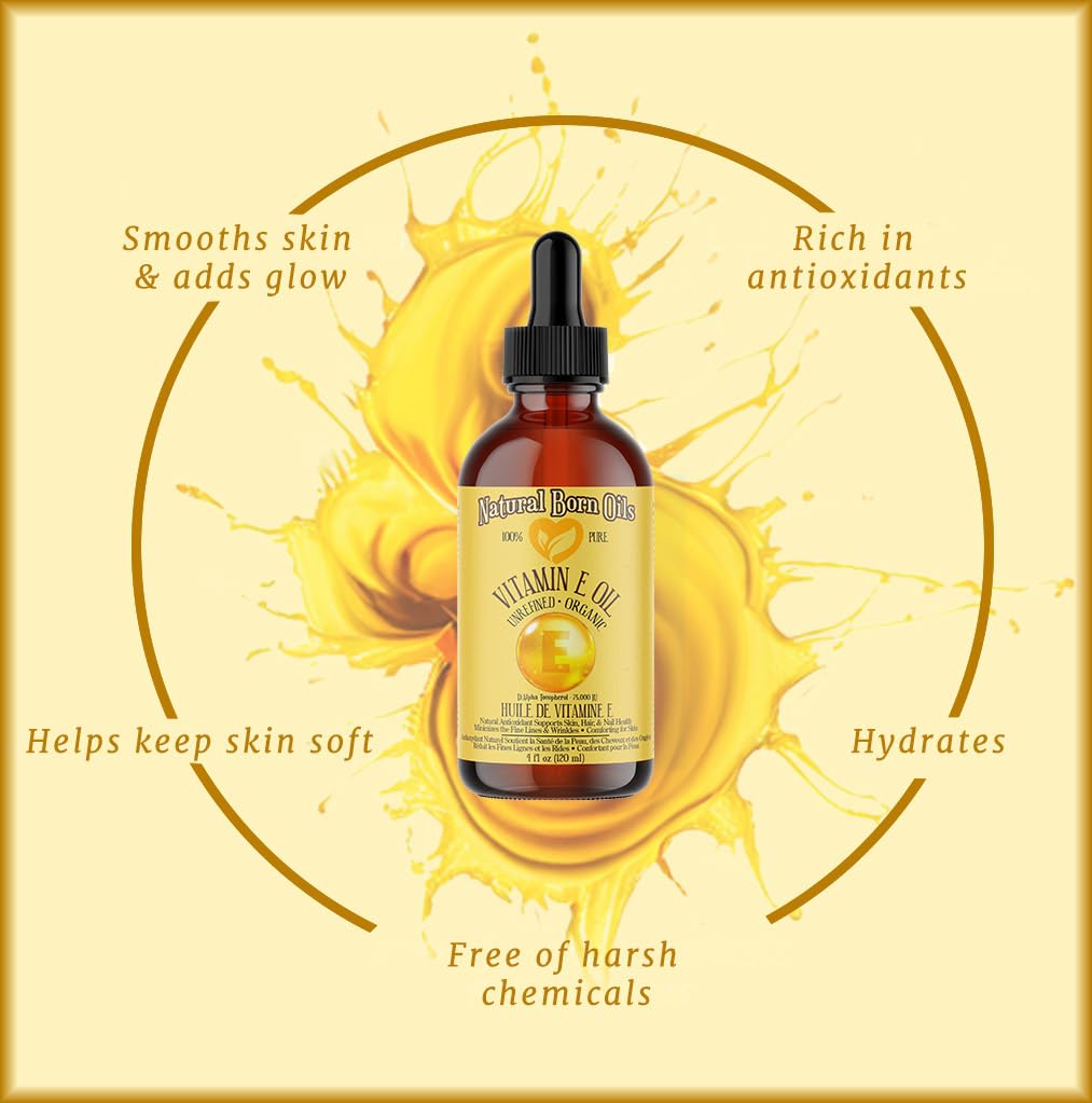 Natural Born Oils Vitamin E Oil 100% Pure D-Alpha Tocopherol - 8 Fl Oz - image 4