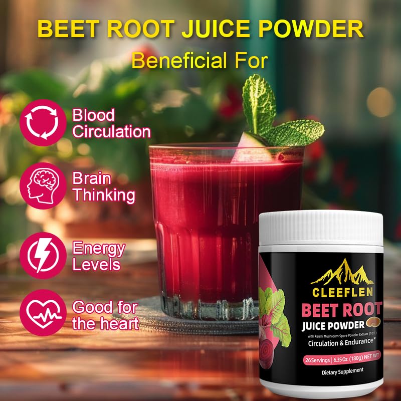 CLEEFLEN Beet Powder with Reishi Mushroom Extract - 6.35 oz - image 3