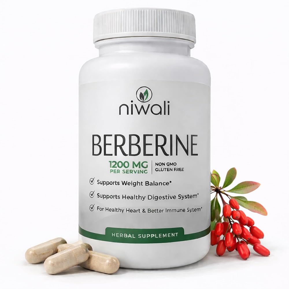 NIWALI Berberine 1200mg Supplement - 60 Capsules
