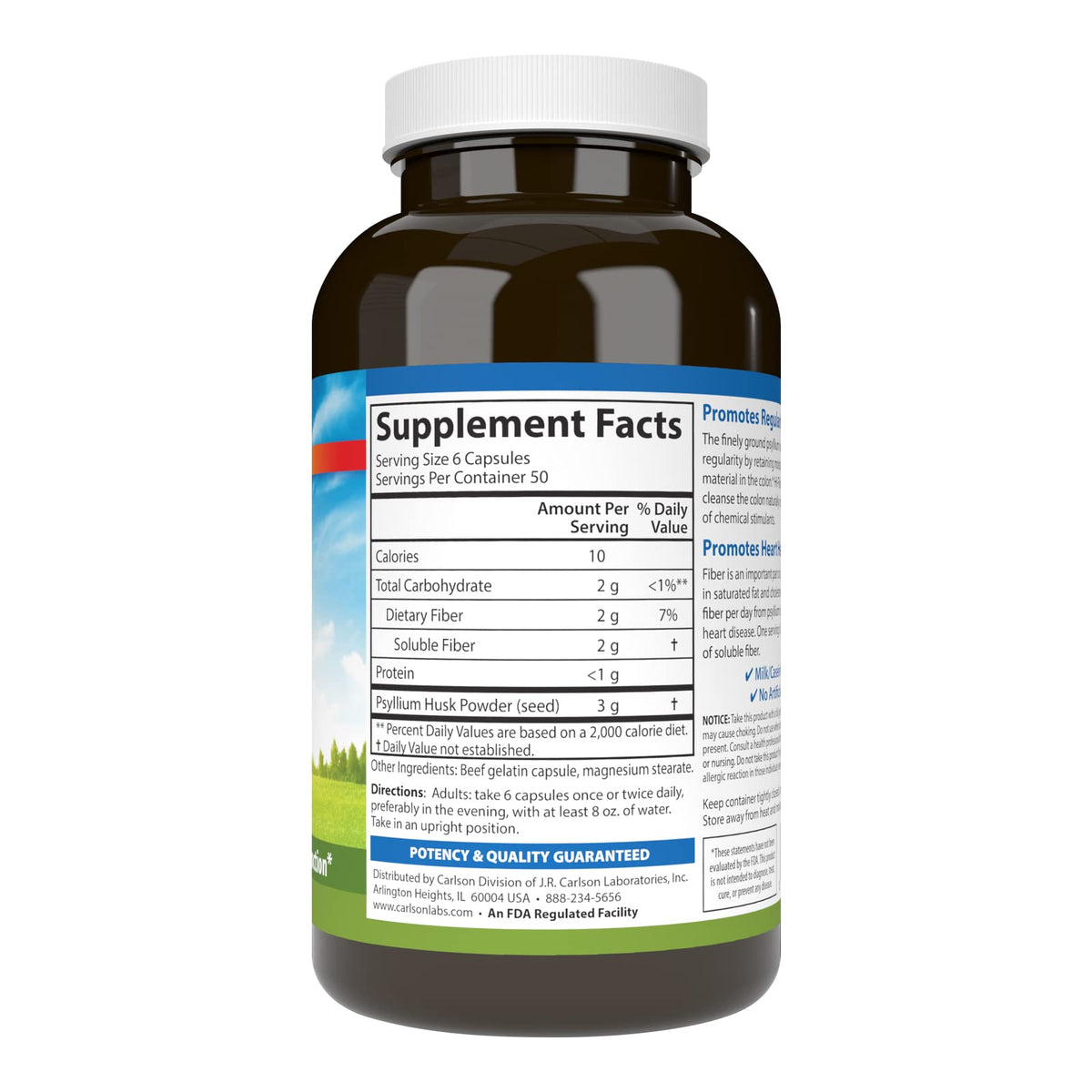 Carlson Hi-Fiber Psyllium Husk Capsules for Regularity - 300 Capsules - image 2