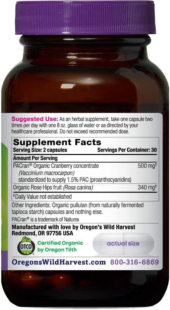 Oregon's Wild Harvest Cranberry Organic Urinary Tract Support - 60 Capsules - image 2