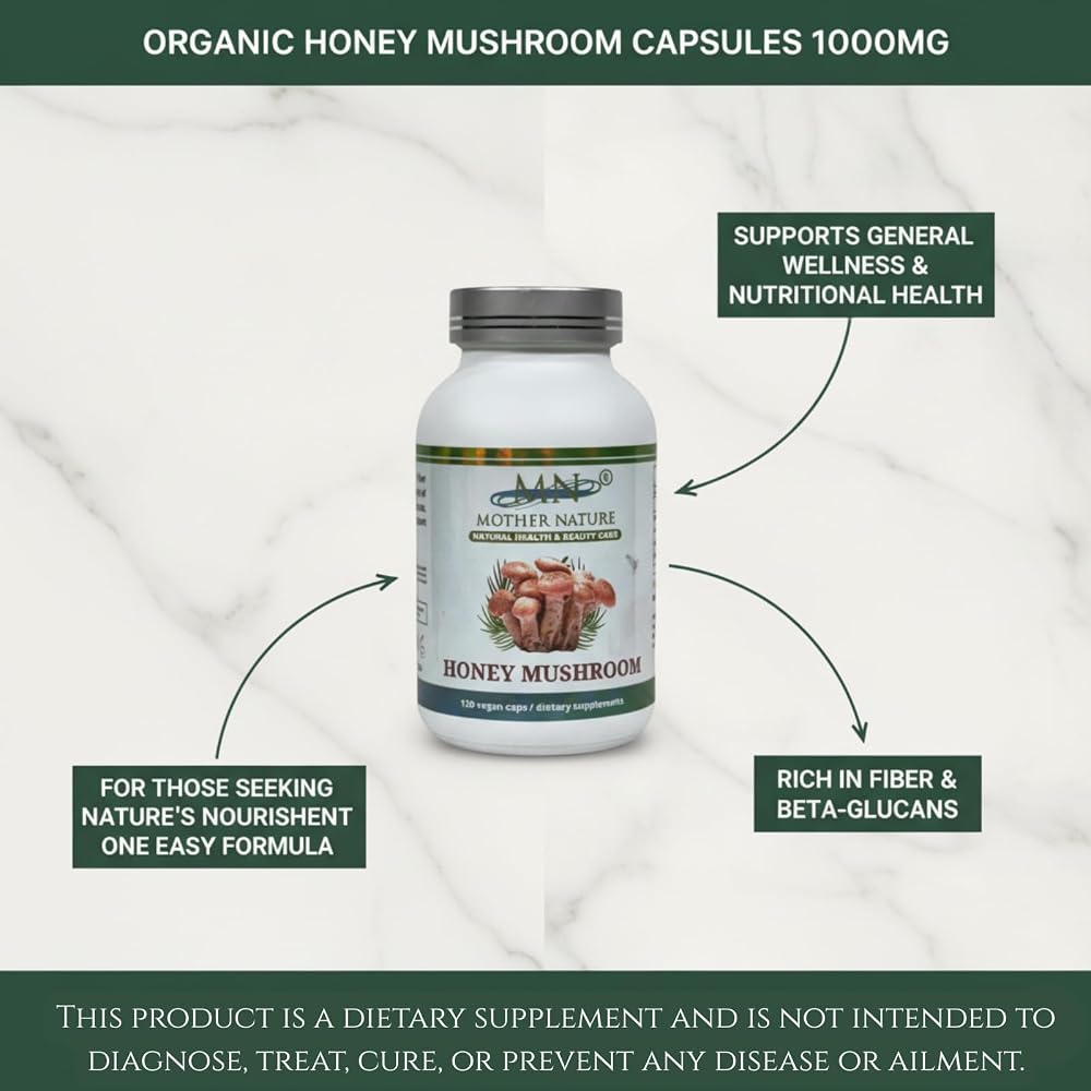Mn Mother Nature Honey Mushroom Supplement 1000mg - 120 Capsules - image 2
