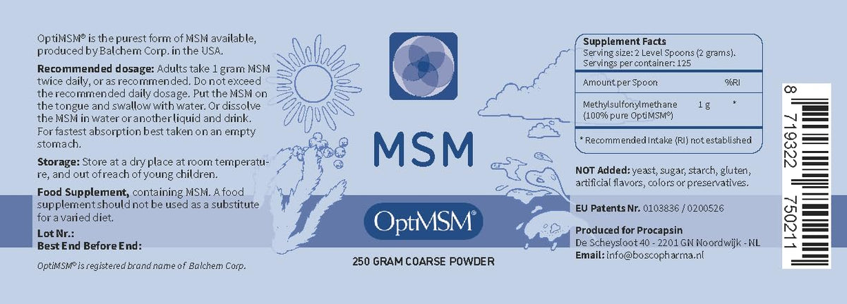 Procapsin MSM Powder Pure OptiMSM Sulfur Crystals - 250 g - image 2