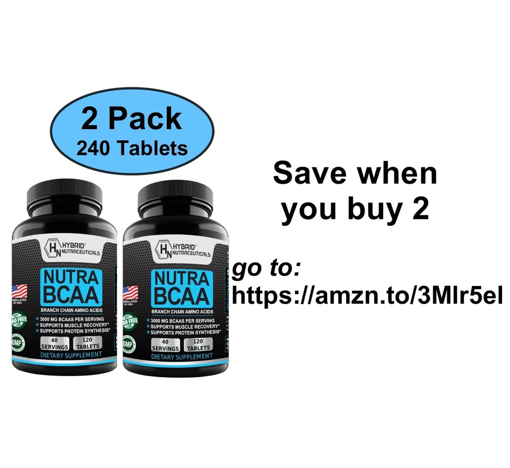 Hybrid Nutraceuticals Nutra BCAA 3000mg Branched Chain Amino Acids - 120 Tablets - image 7