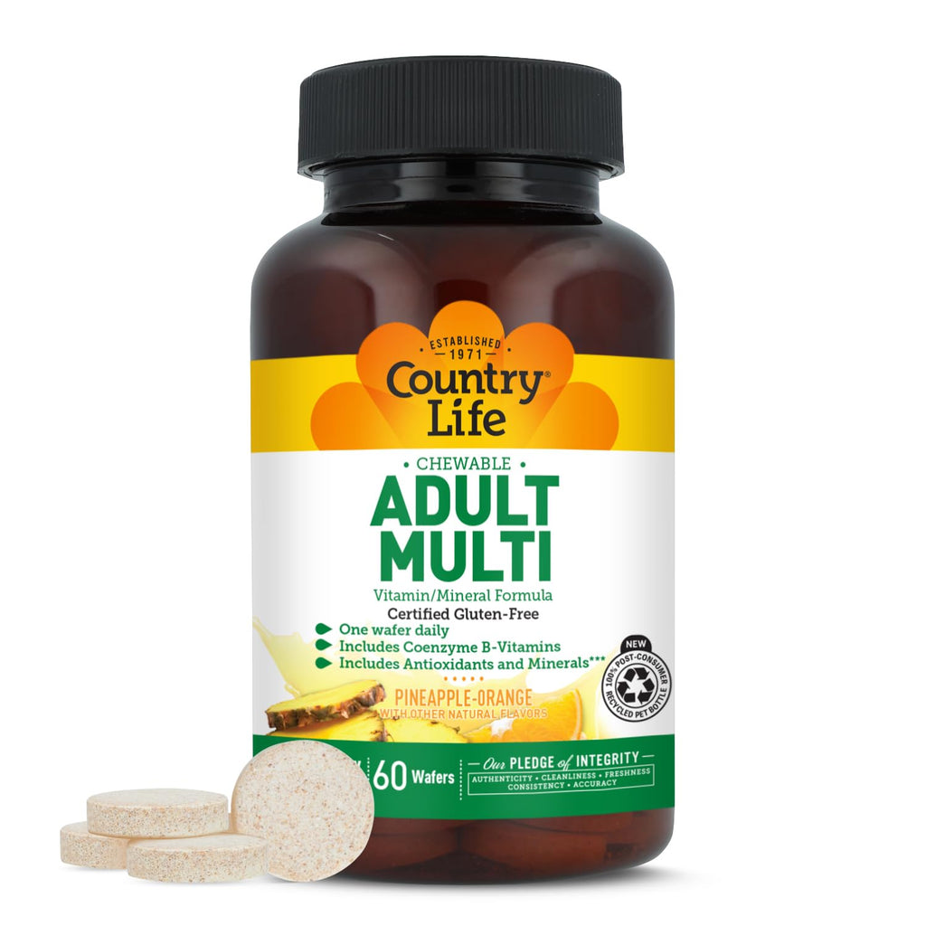 Country Life Adult Chewable Multivitamin Pineapple Orange - 60 Wafers