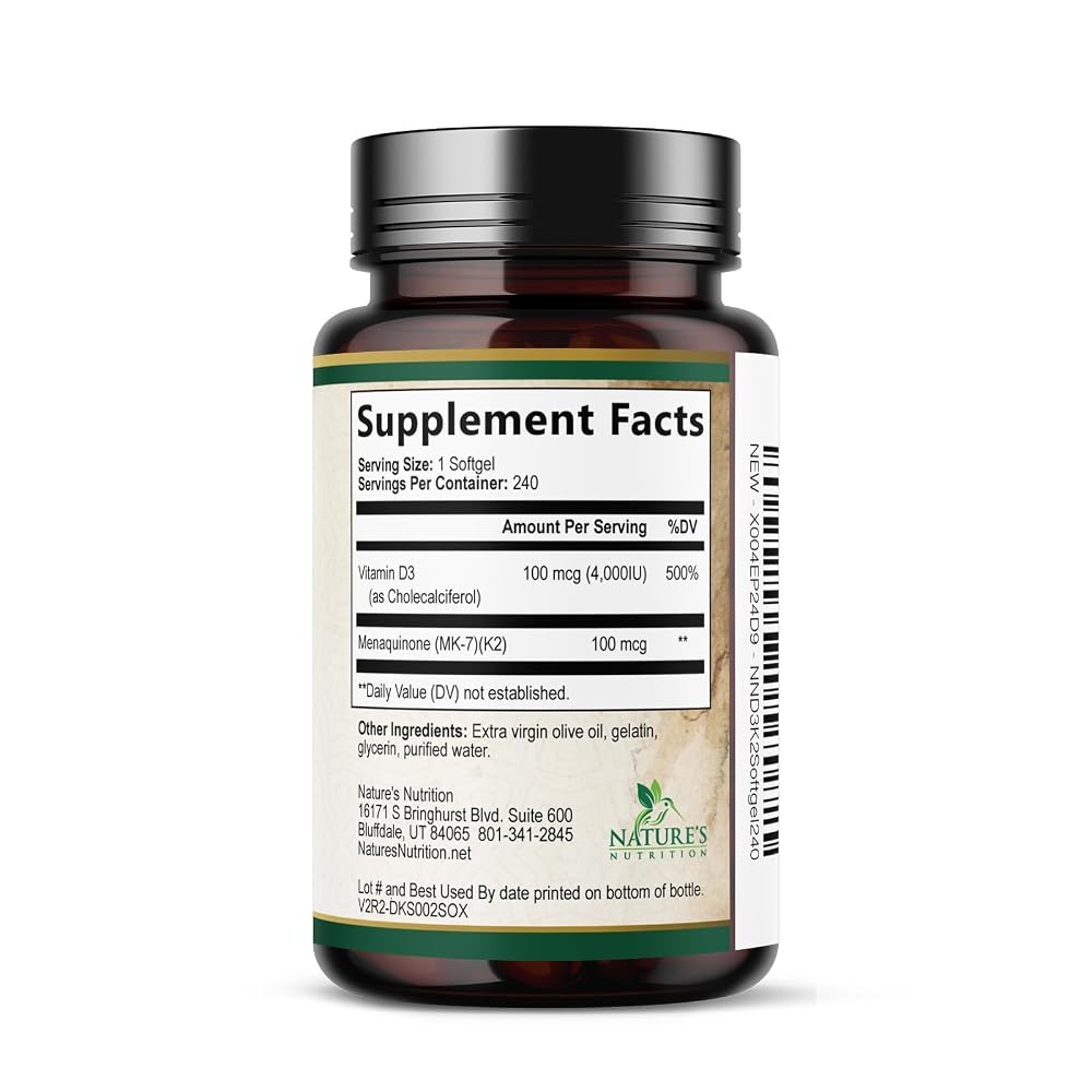 Nature's Nutrition Vitamin D3 4000 IU 100mcg Per Serving - Extra