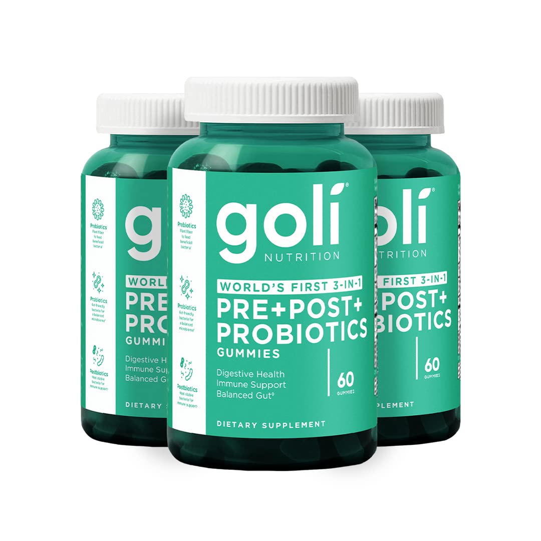 Goli Pre Pro Postbiotic Gummies - Worlds First 3-in-1 Formula