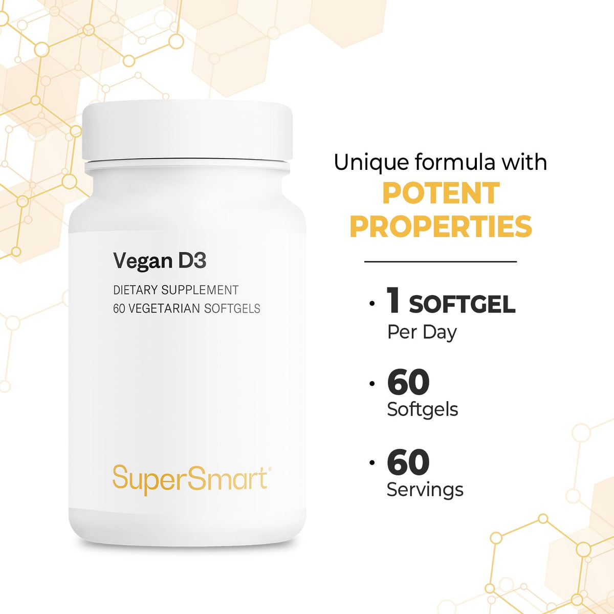 Supersmart Vegan Vitamin D3 5000 IU - 60 Softgels - image 4