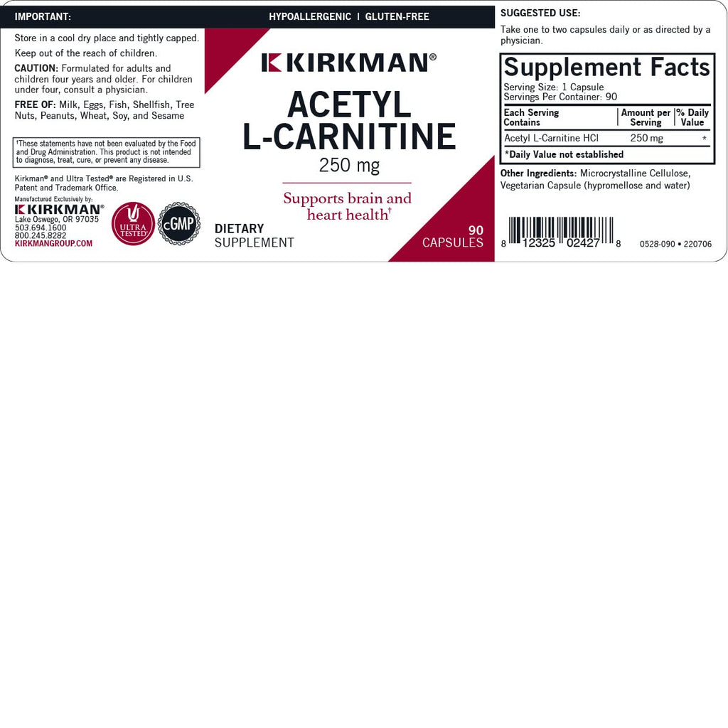 Kirkman Acetyl L-Carnitine 250 mg - 90 Capsules - image 3