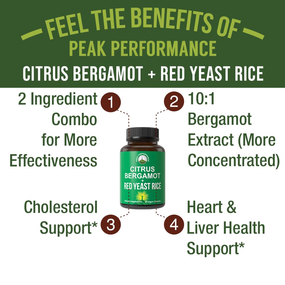 Peak Performance Citrus Bergamot + Red Yeast Rice - 60 Capsules - image 2