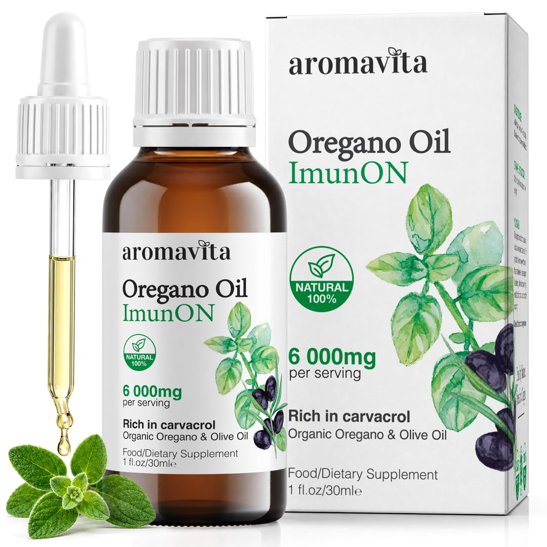 AROMAVITA ImunON Organic Oregano Oil Drops 86-90% Carvacrol - 1 fl oz