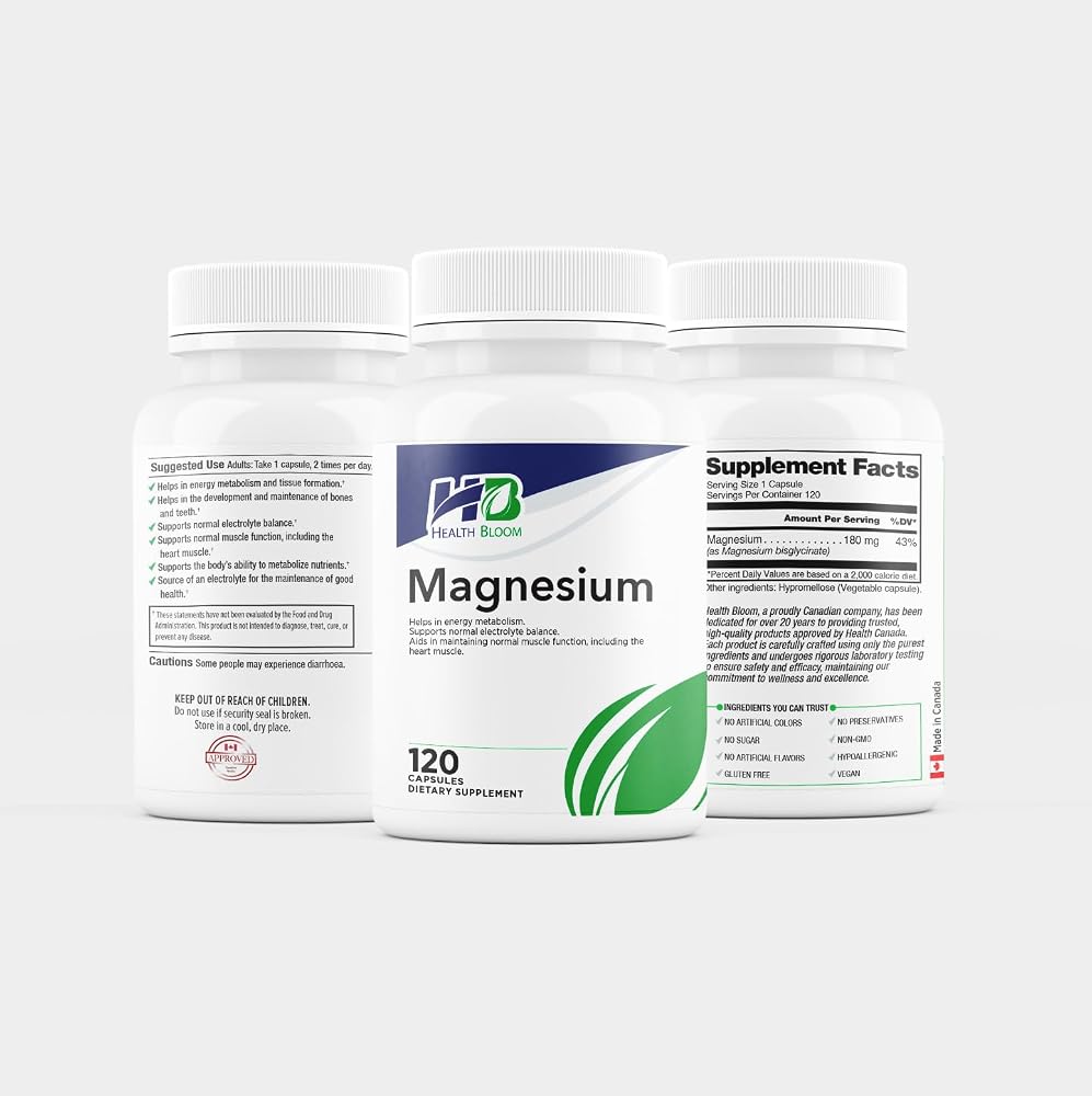 Health Bloom Magnesium Capsules for Muscle Function - 120 Capsules - image 2