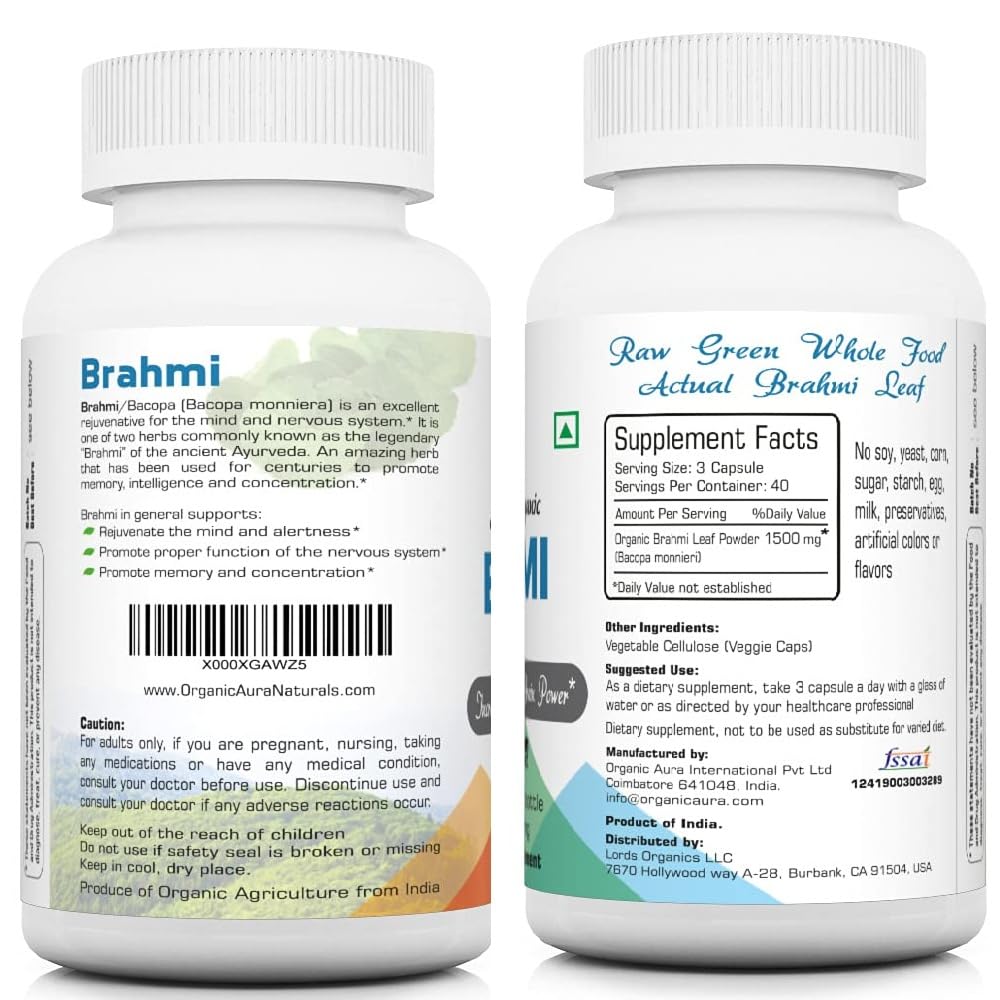 Organic Aura Brahmi Capsules Memory & Cognitive Support - image 2