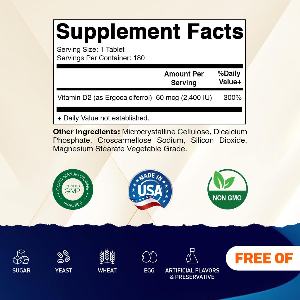 Vitamatic Vegan Vitamin D2 2400 IU (60 mcg)