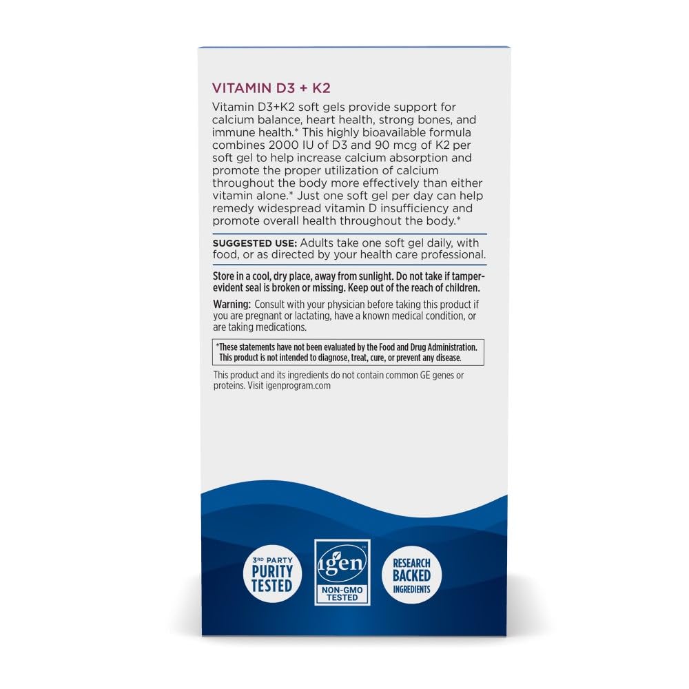 Nordic Naturals Vitamin D3 + K2 2000 IU - 60 Softgels - image 6