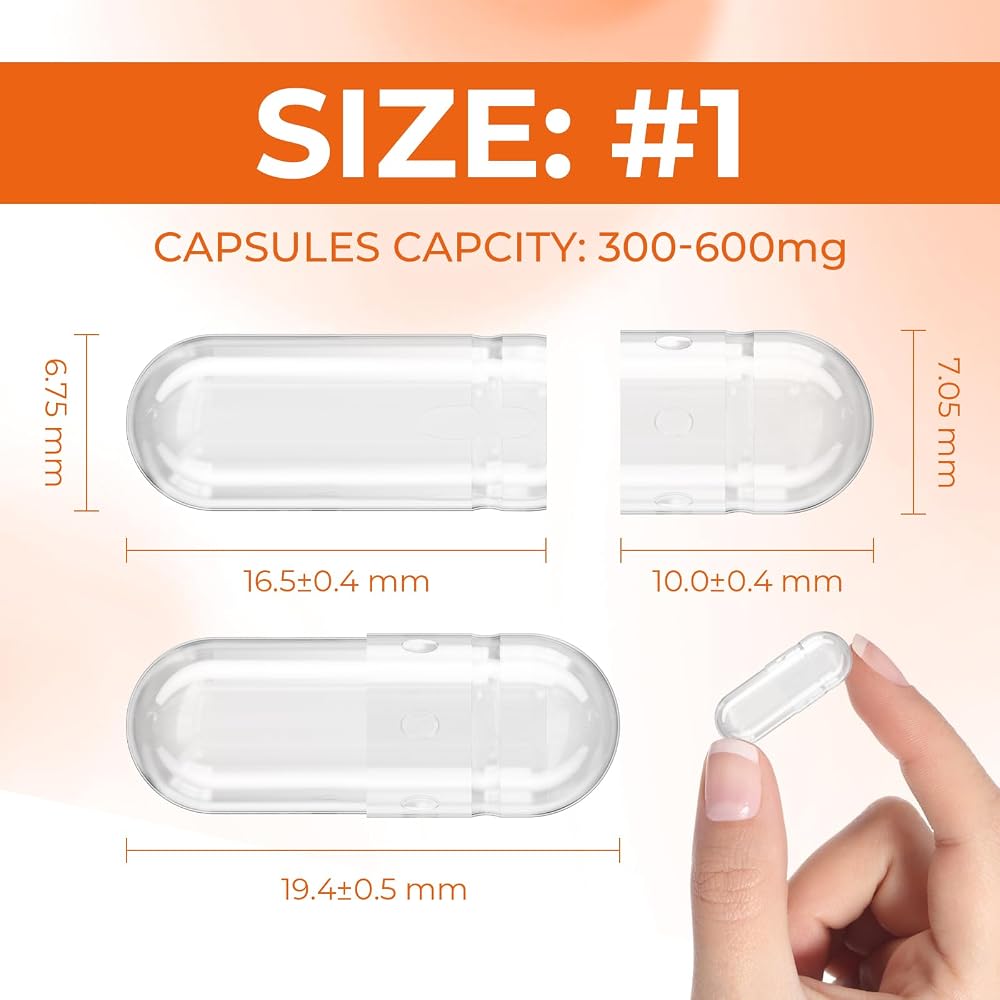 Angtai JN Size 1 Empty Gelatin Capsules - 1000 Count - image 2