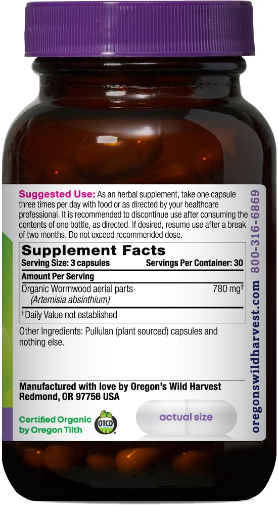 Oregon's Wild Harvest Wormwood Organic Herbal Supplement - 90 Capsules - image 2