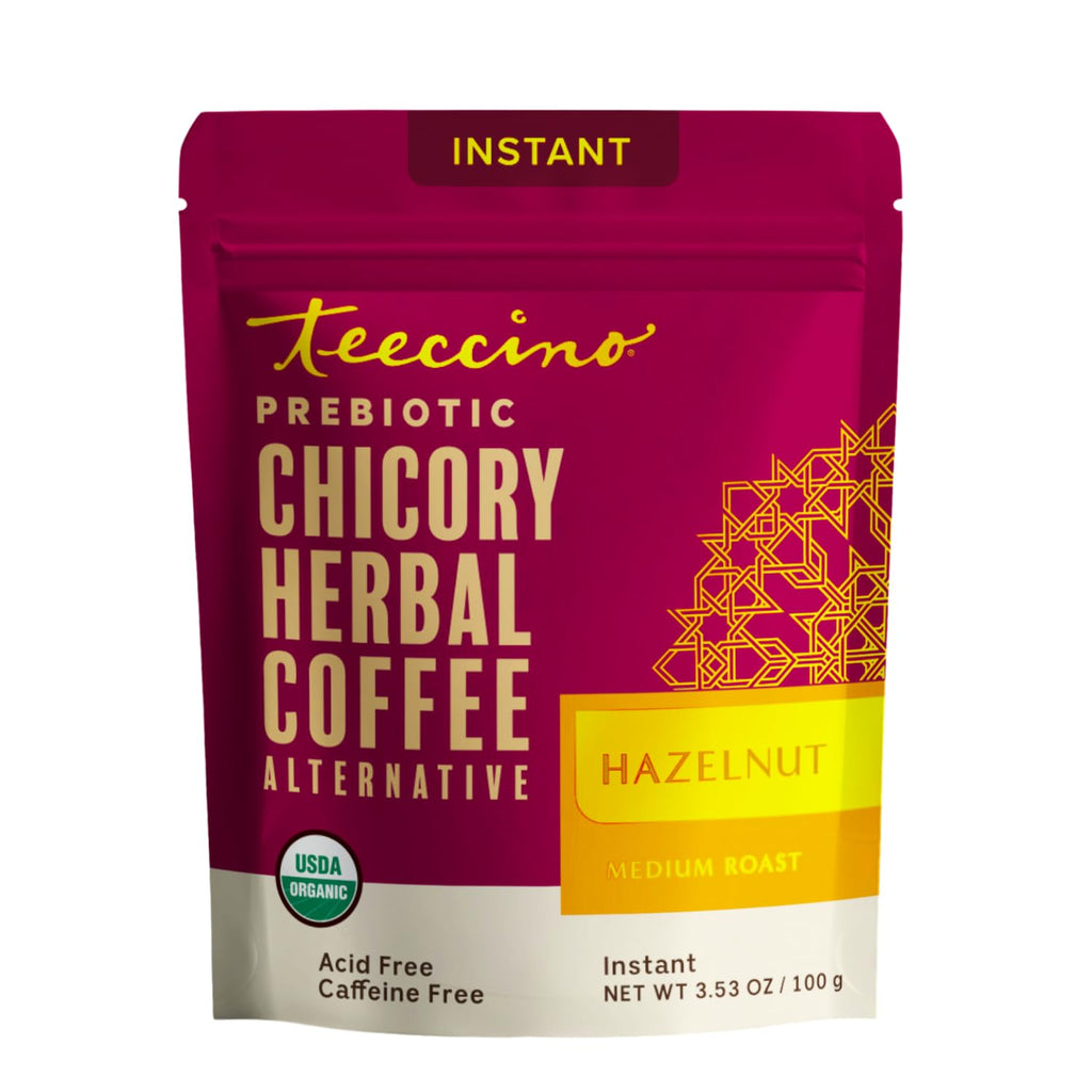 Teeccino Instant Organic Hazelnut Herbal Coffee Alternative - 33 Servings