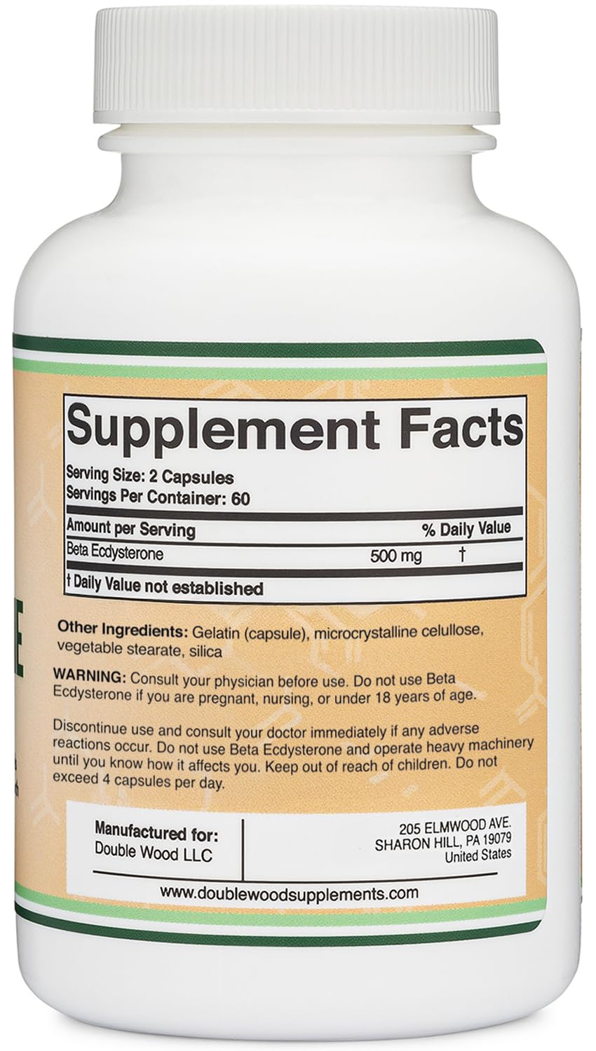 Double Wood Supplements Beta Ecdysterone 500mg - 120 Capsules - image 3