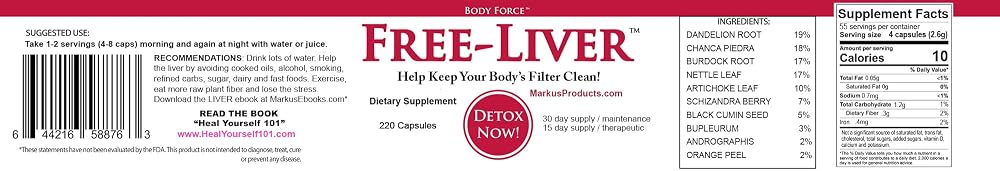 Body Force Liver Formula Herbal Blend - 220 Capsules - image 4