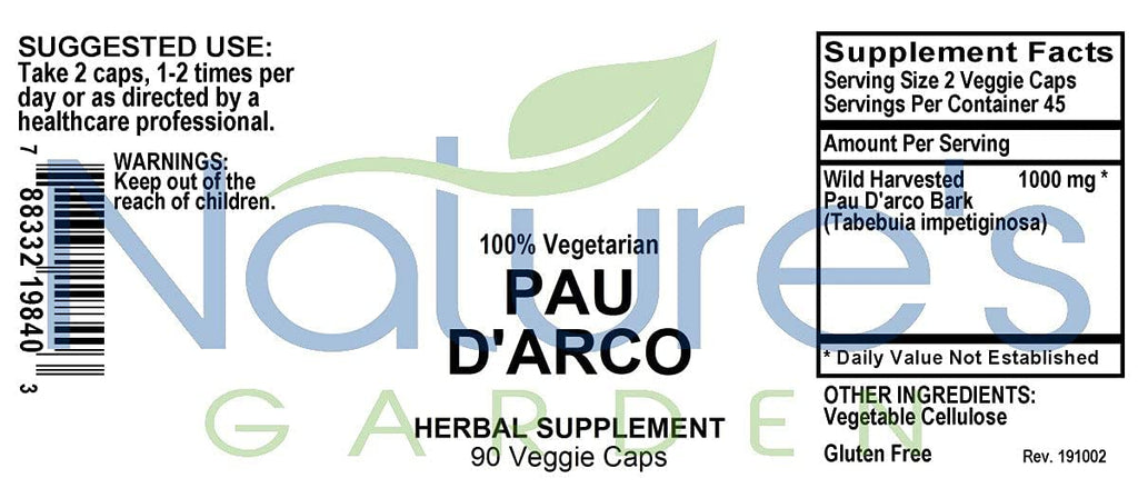 Nature's Garden Essentials Pau D'Arco - 90 Vegetarian Capsules - image 7