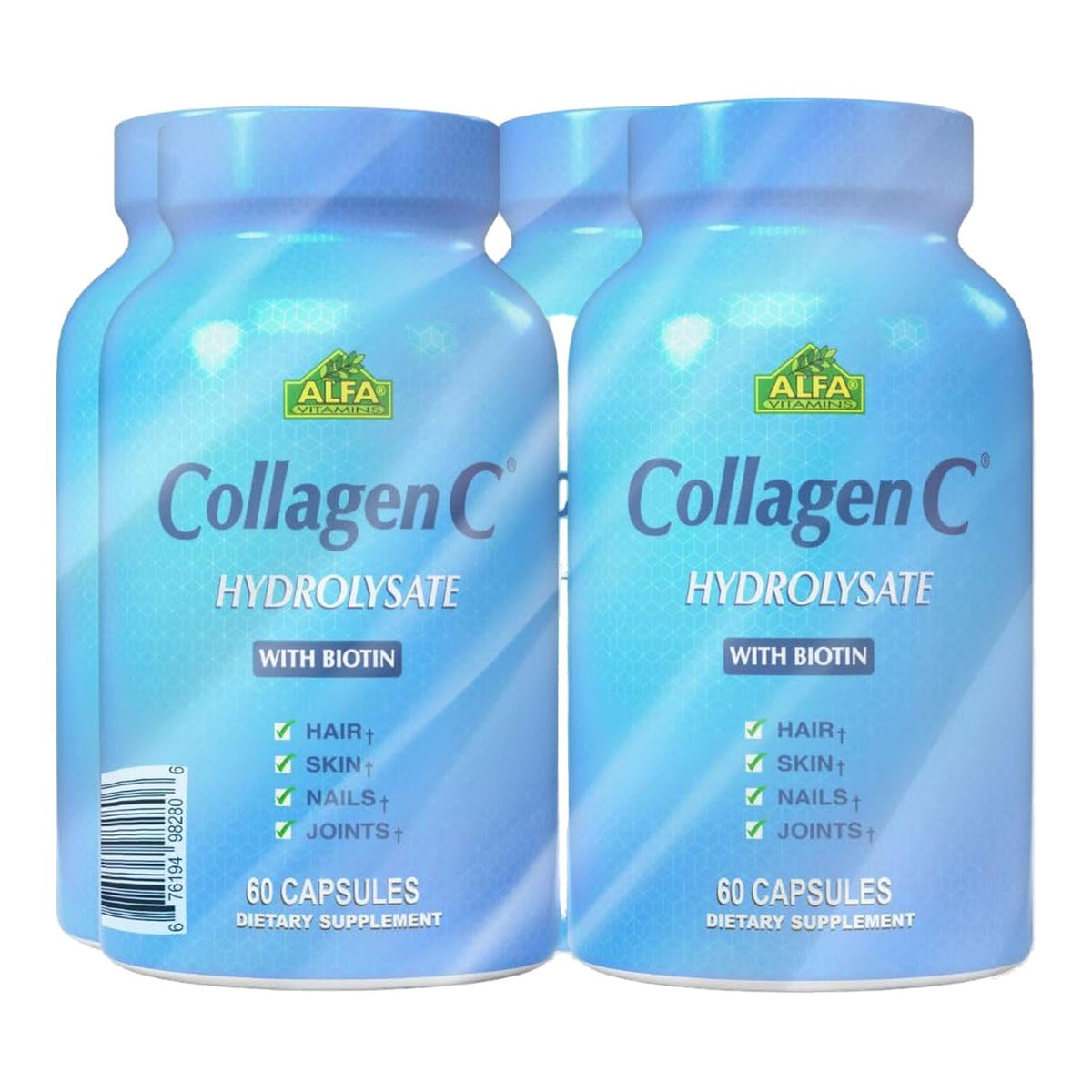 ALFA VITAMINS CollagenC Hydrolysate Collagen Capsules - 4 Pack