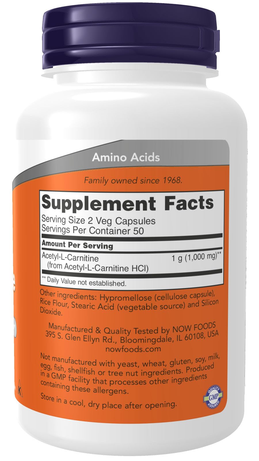 Now Foods Acetyl L-Carnitine 500 mg - 100 Capsules - image 2