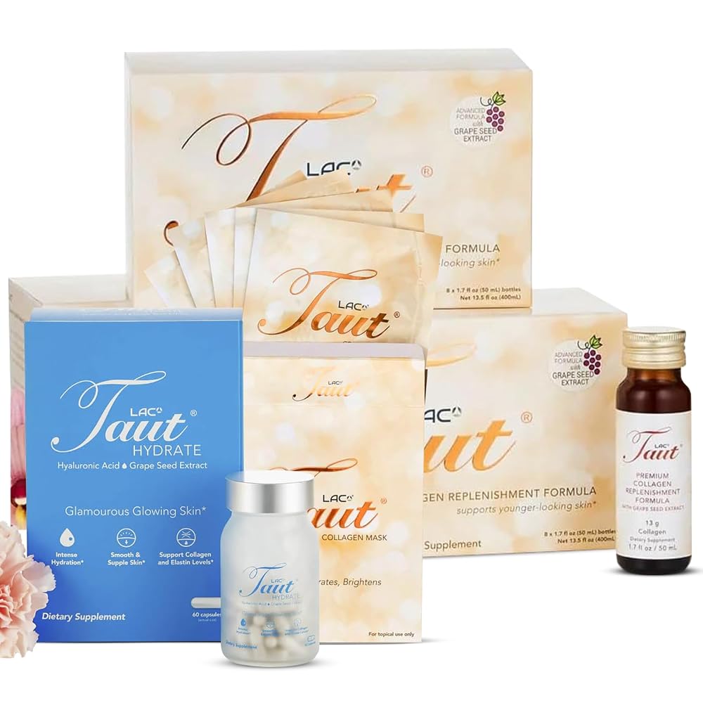 TAUT Discovery Marine Collagen Drink, 16 Bottles, 5 Face Masks