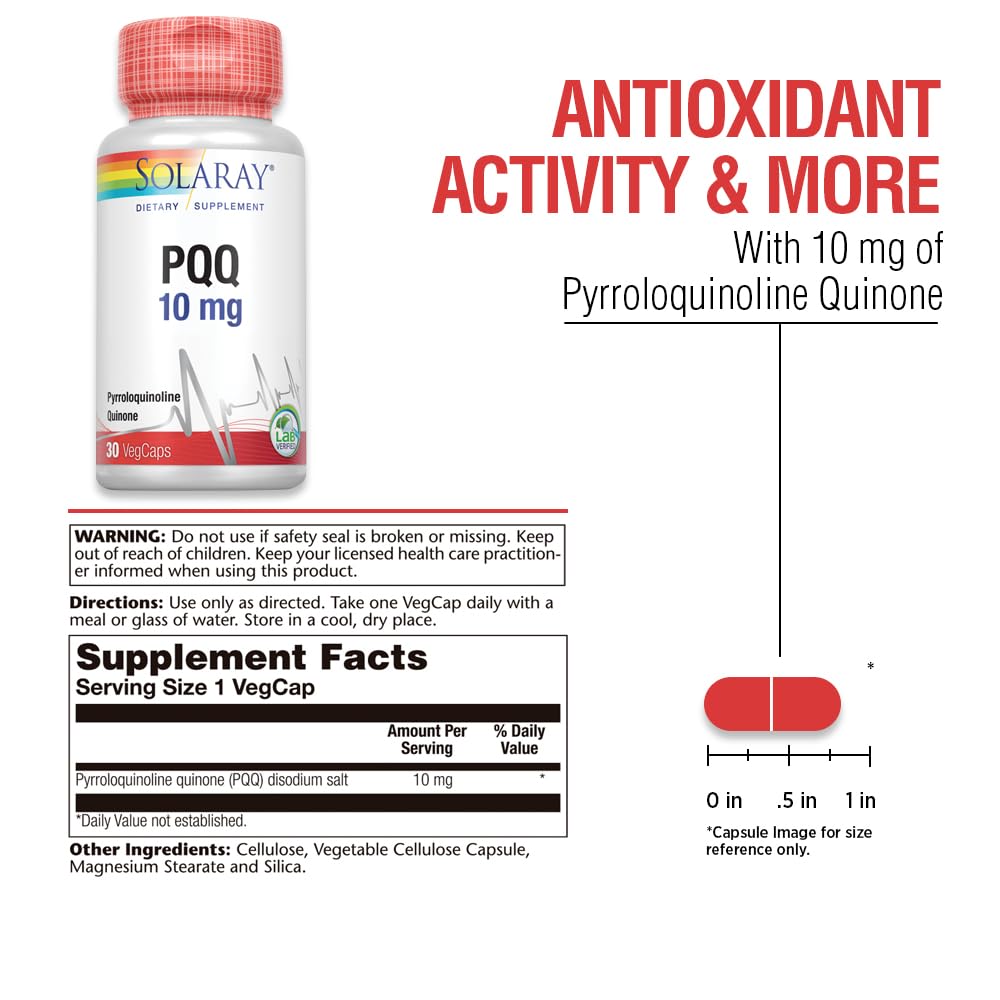 SOLARAY PQQ Supplement Pyrroloquinoline 10 mg - 30 Vegetarian Capsules - image 3