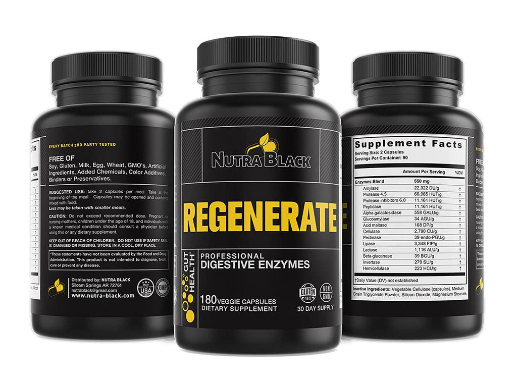NUTRA BLACK Regenerate Digestive Enzymes - 180 Capsules - image 4