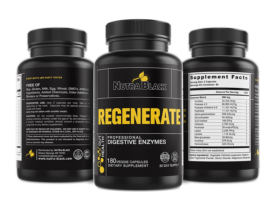 NUTRA BLACK Regenerate Digestive Enzymes - 180 Capsules - image 4