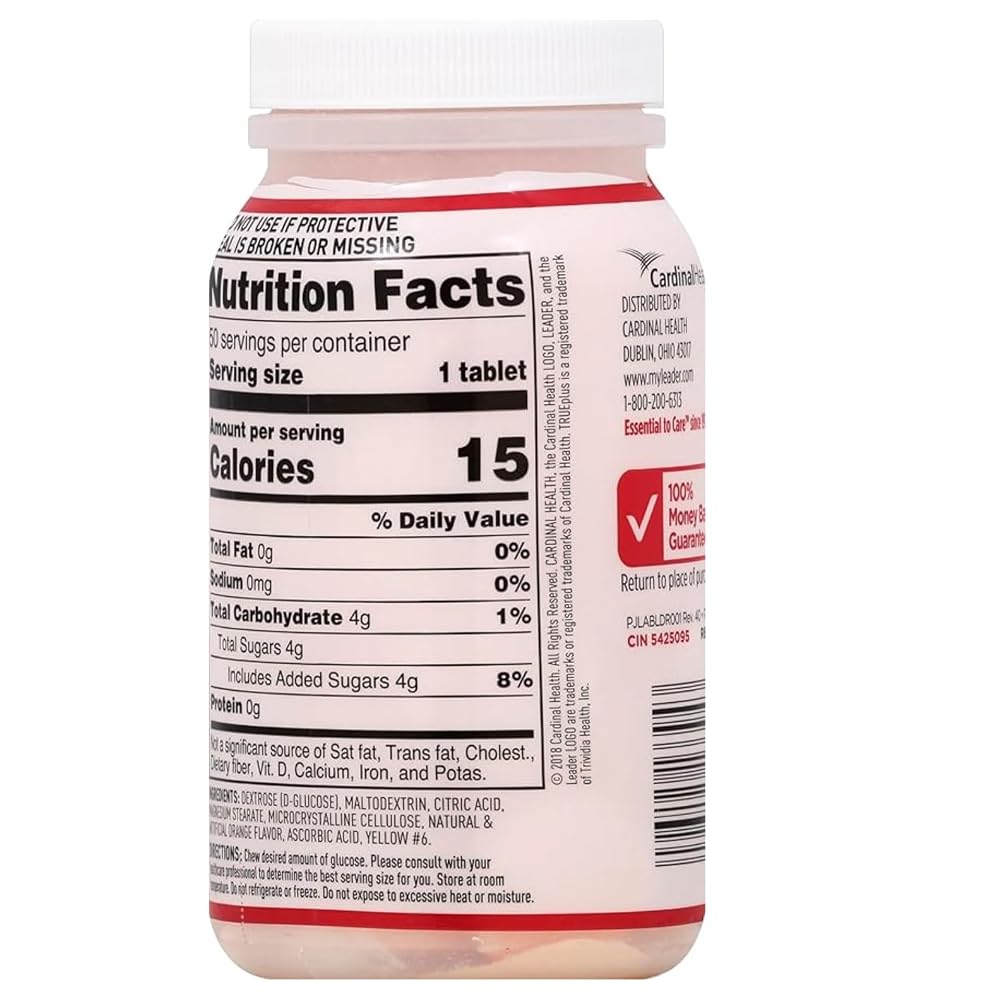 Leader Glucose Tablets Orange Flavor Energy Support - 50 Count - image 4