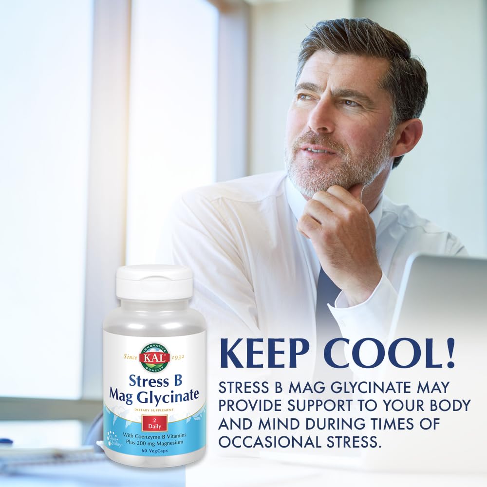 KAL Stress B Mag Glycinate B Complex Vitamins - 60 Vegetarian Capsules - image 3