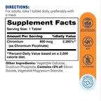 Vitamin World Chromium Picolinate 800 mcg - 180 Tablets - image 2