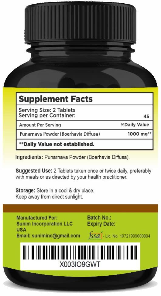 SunNature Punarnava Tablets Herbal Supplement - 90 Tablets - image 3