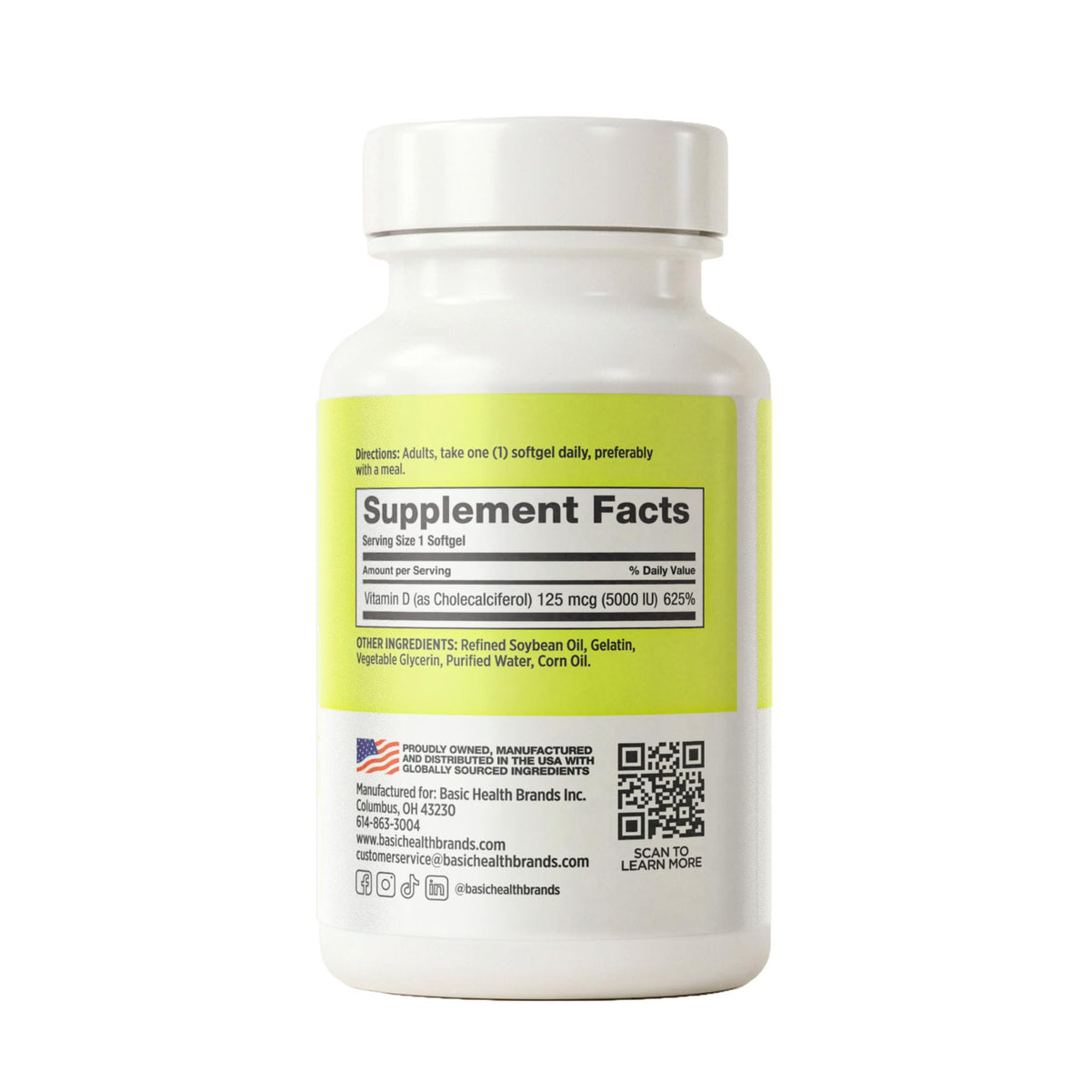 Basic Organics Vitamin D3 5000 IU - 240 Softgels - image 7