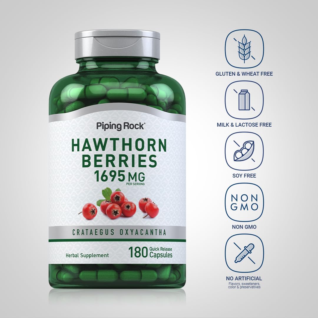 Piping Rock Hawthorn Berry Supplement 1695mg - 180 Capsules - image 3