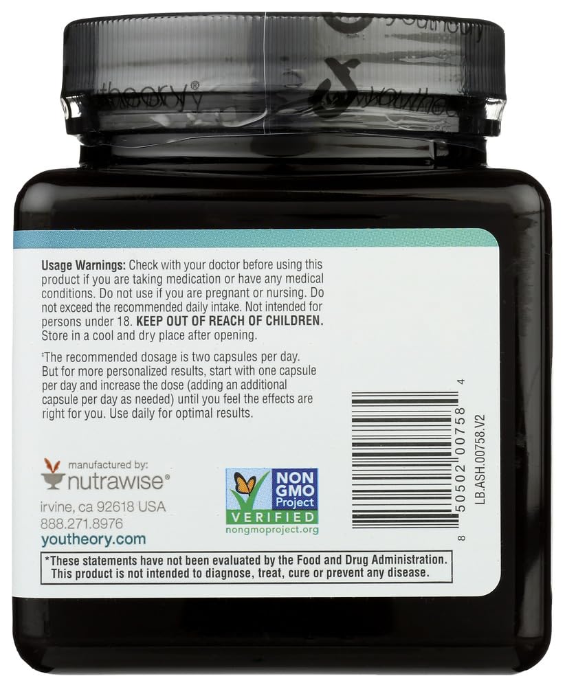 Youtheory Ashwagandha Dietary Supplement Stress Relief - 60 Vegetarian Capsules - image 3