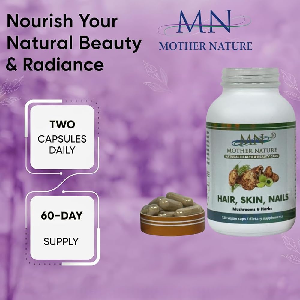 Mn Mother Nature Hair, Skin, Nails Mushrooms & Herbs - 120 Capsules - image 3