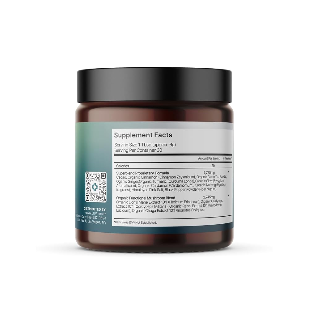LUV health Vitality Superblend Mushroom Powder - 30 Servings - image 2