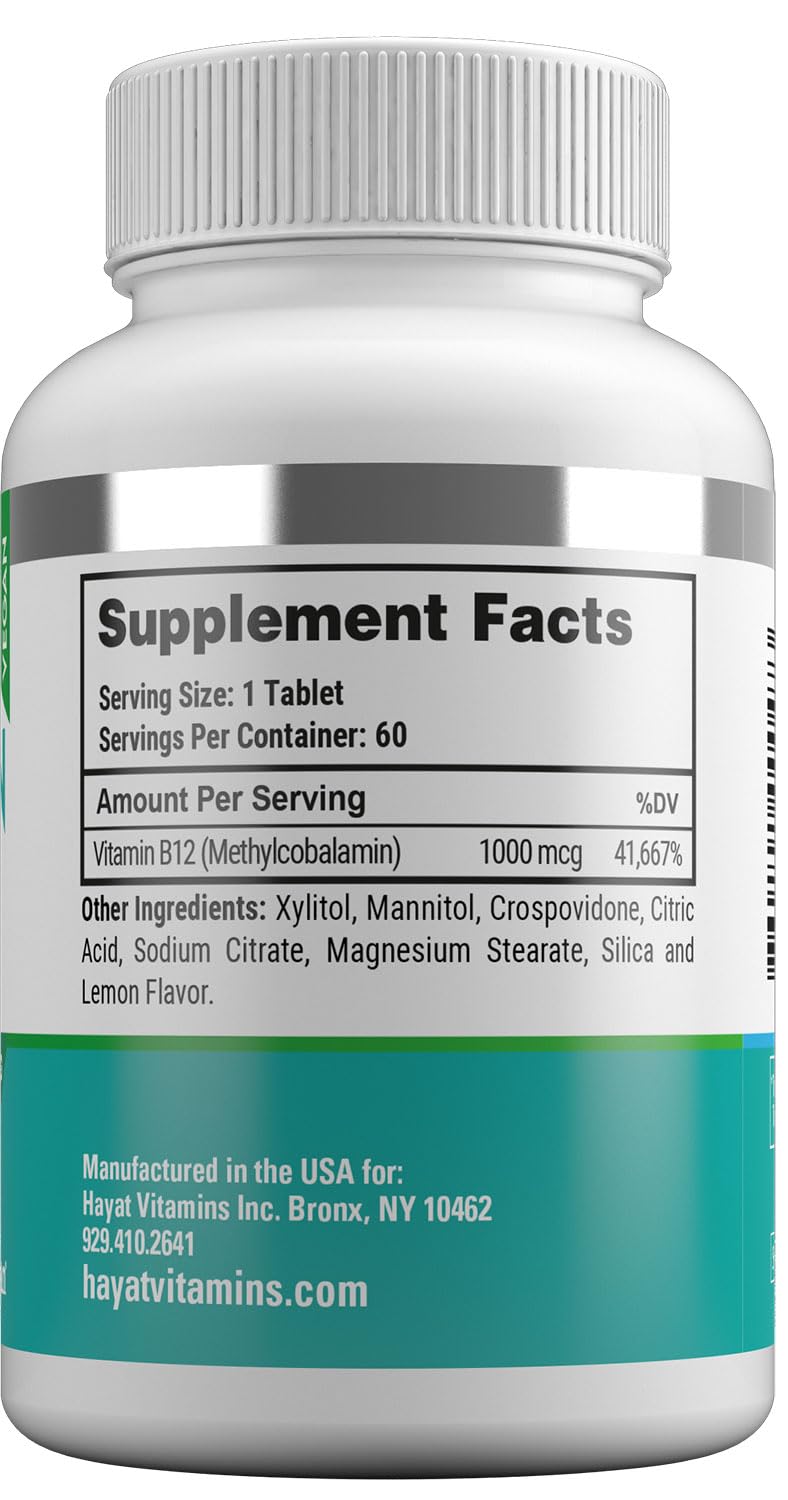 HAYAT Vitamin B12 1000 MCG Energy Metabolism Support - 60 Tablets - image 3