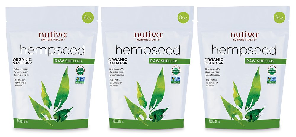 Nutiva Organic Raw Shelled Hempseed - 24 Ounces (3 Pack)