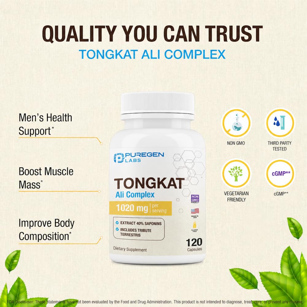 Puregen Labs Tongkat Ali Extract 200:1 Men's Health Support - 240 Capsules - image 3