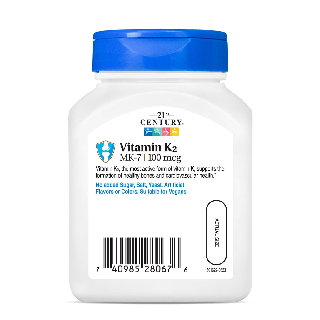 21st Century Vitamin K2 MK-7 100mcg Bone & Heart Support - 110 Capsules - image 6