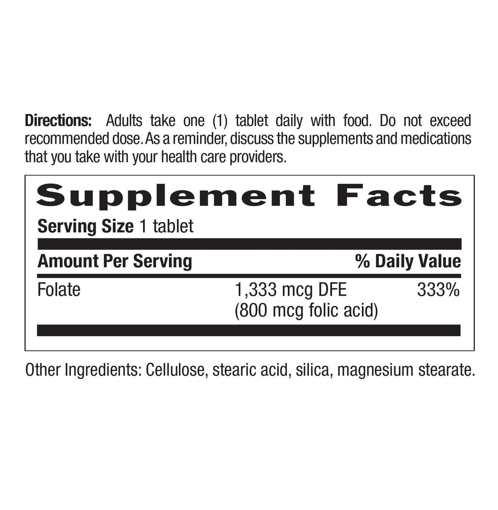 Country Life Folate 800 mcg Folic Acid - 100 Tablets - image 5