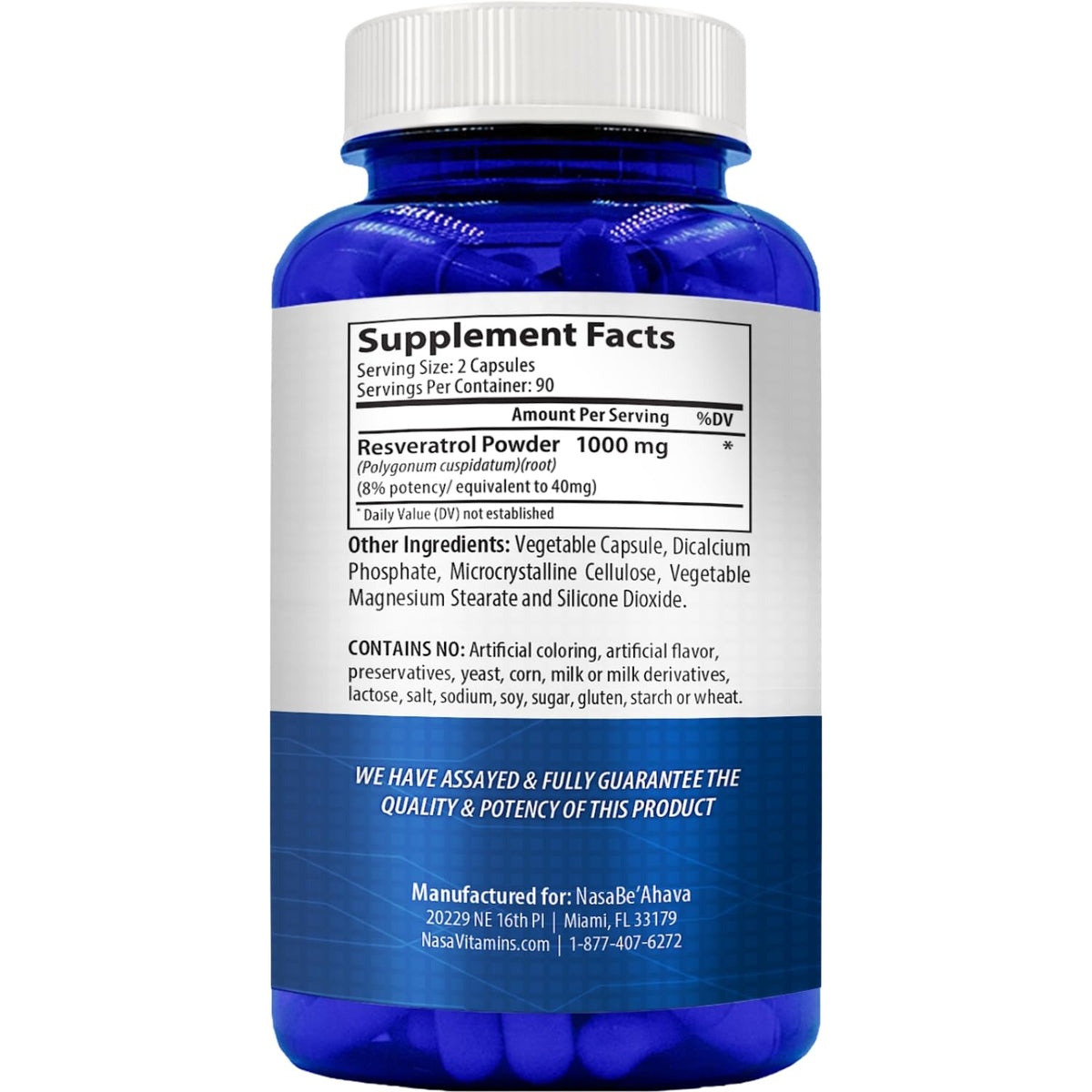 NasaBeahava Resveratrol 1000mg Capsules - 180 Count - image 3