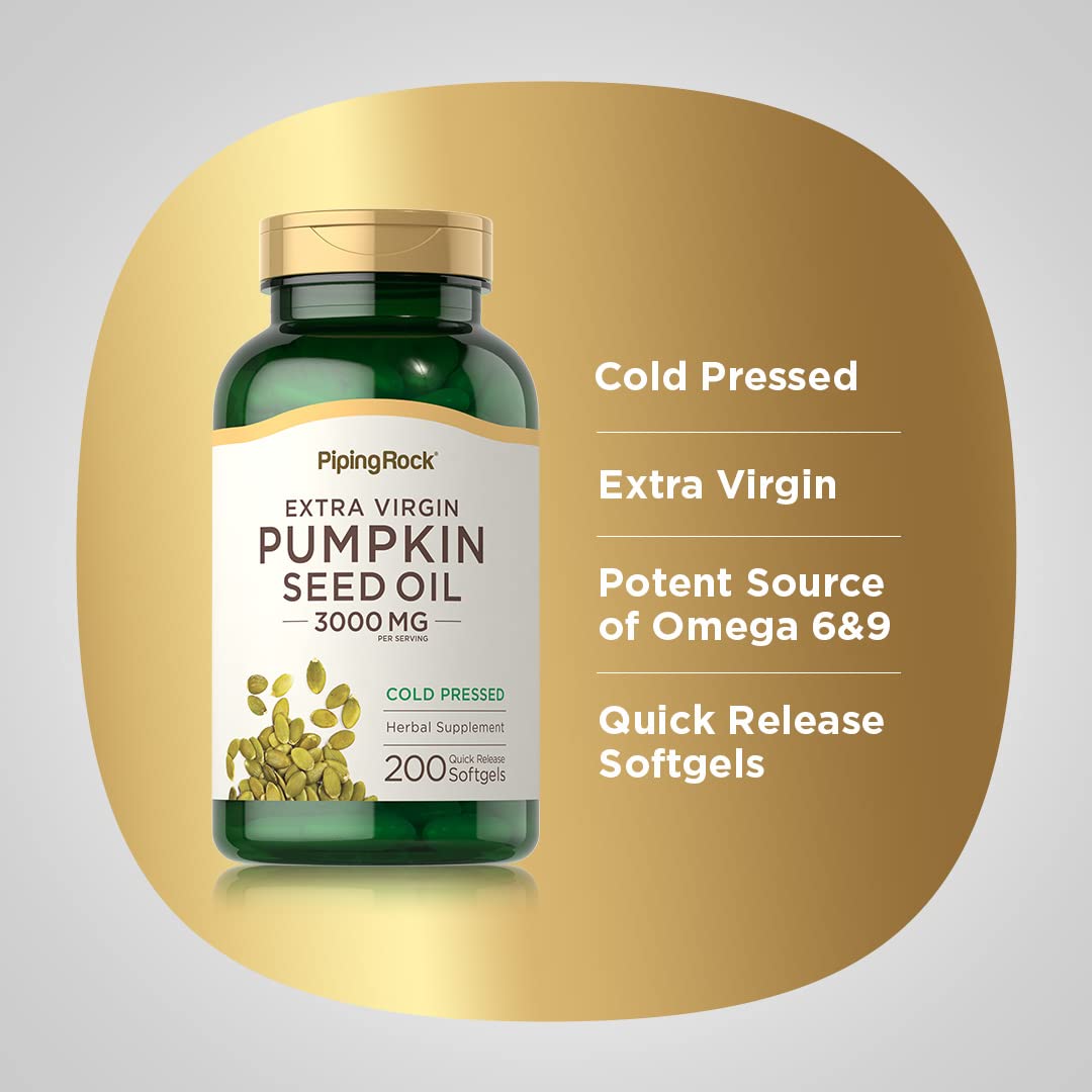 Piping Rock Pumpkin Seed Oil Softgel Capsules - 200 Count - image 4