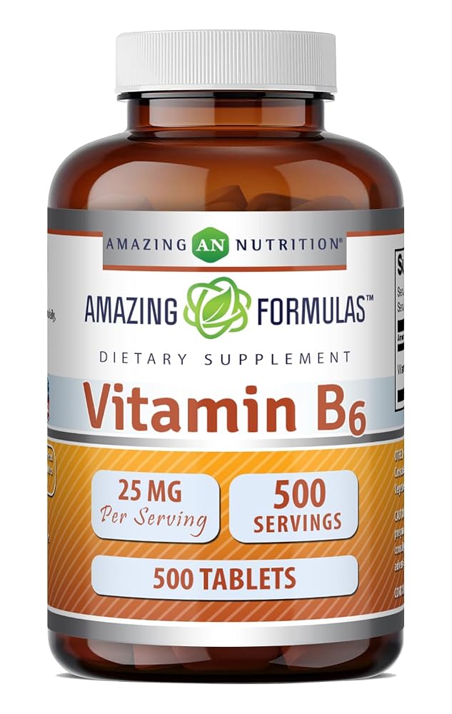 Amazing Nutrition Vitamin B6 Pyridoxine 25 mg - 500 Tablets